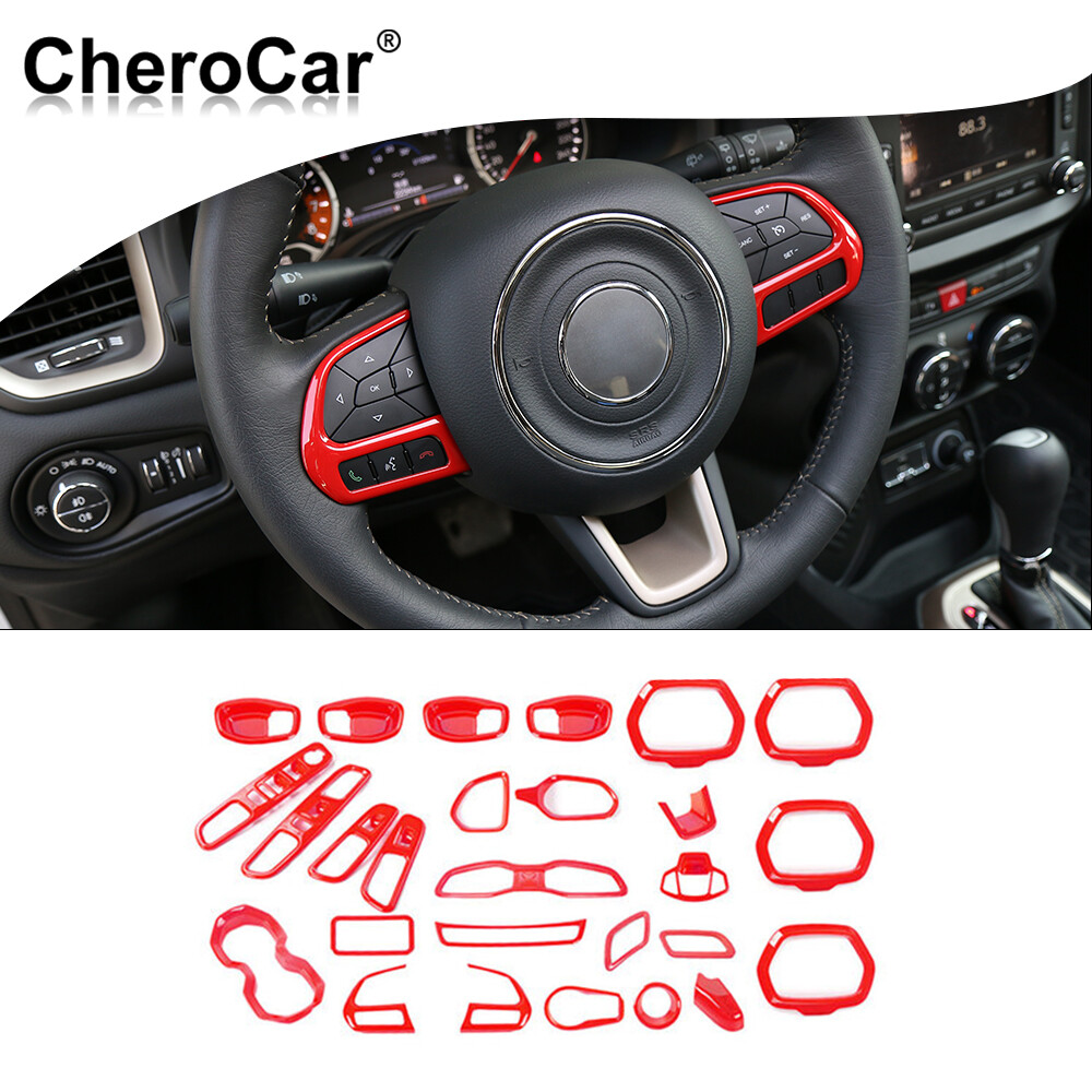 31xInterior  Decor Trim Cover Panel Accessories For Jeep Renegade 2016-2019  Red