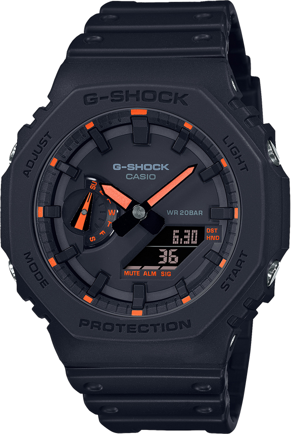 Casio G-Shock GA2100-1A4 48.5mm Black and Orange Analog and Digital Unisex Watch