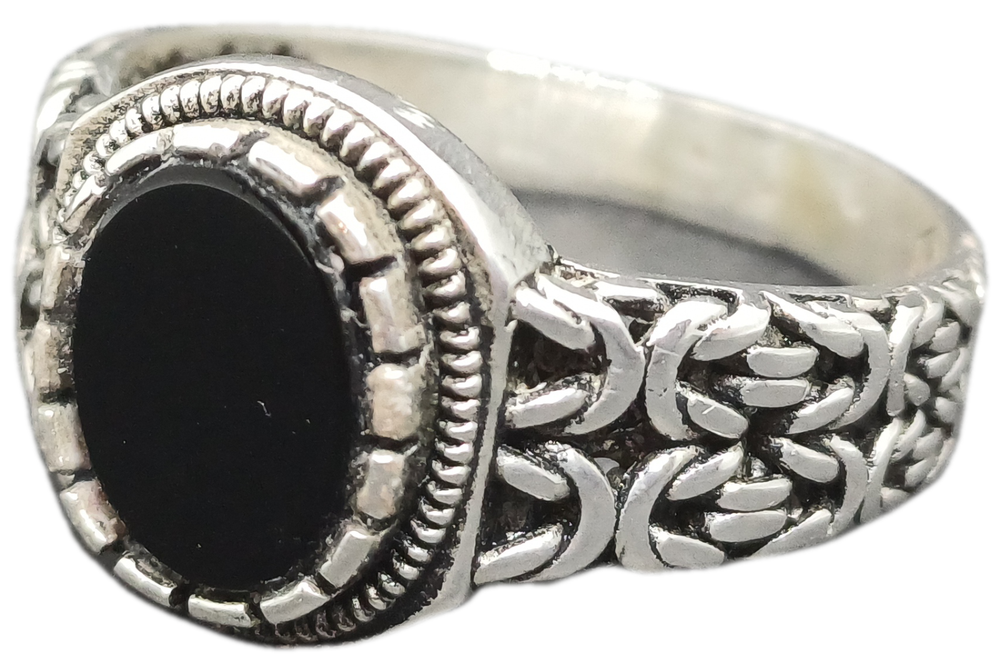 Onyx Stone 925 Italian Silver Mens Ring Size 11.5 US