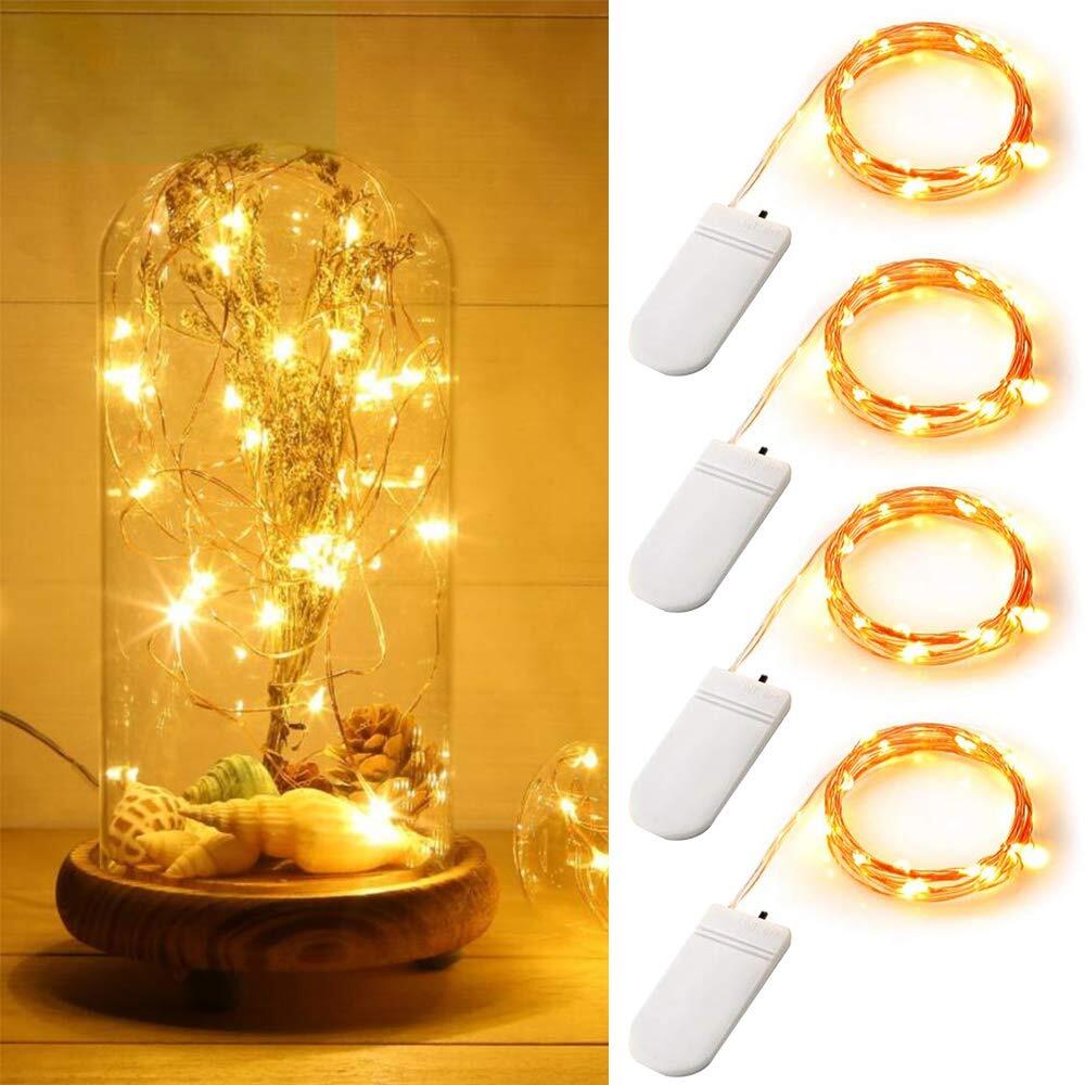 4 Pack Fairy Lights 10ft 30 Mini LEDs String Lights Battery Operated Waterpro...