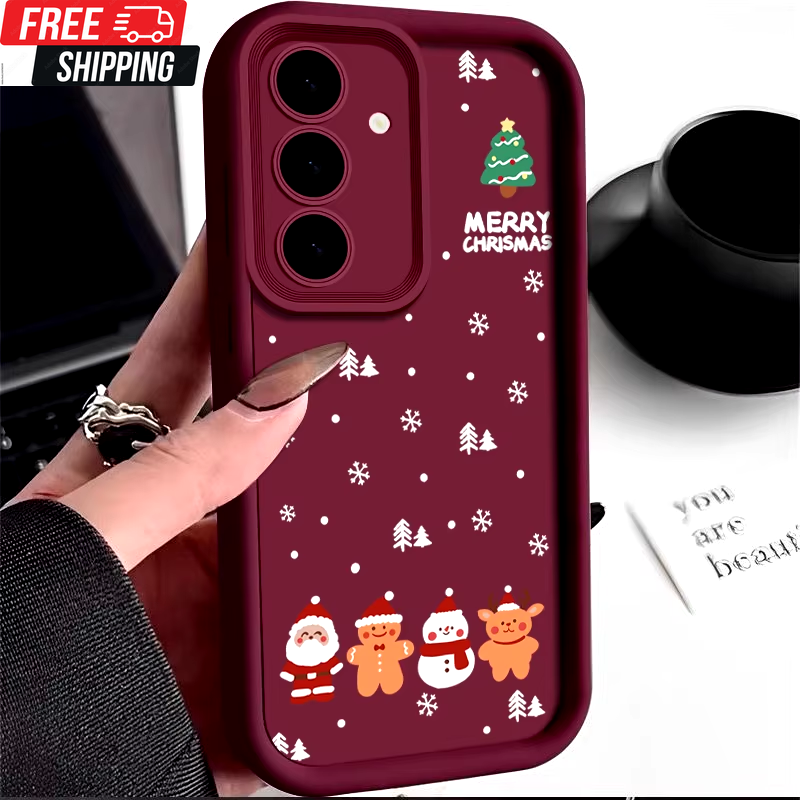 Christmas New Year Soft TPU Case for Samsung Galaxy S23 S24 S22 A55 Phone Cover