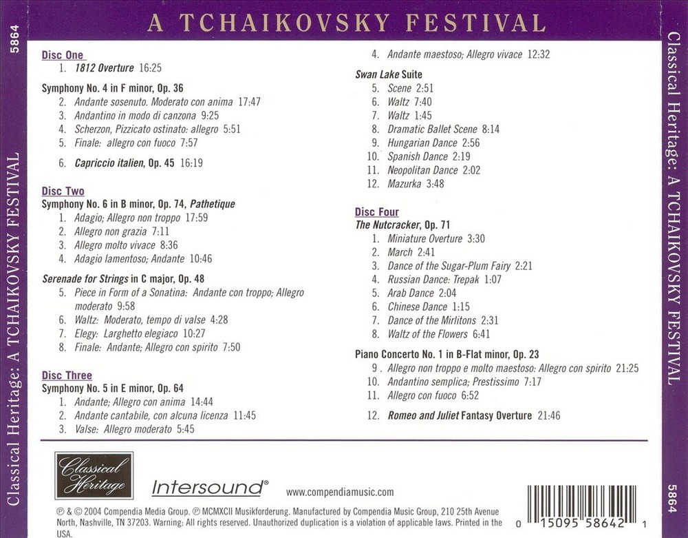 Tchaikovksy Festival Compilation Classical Music CD