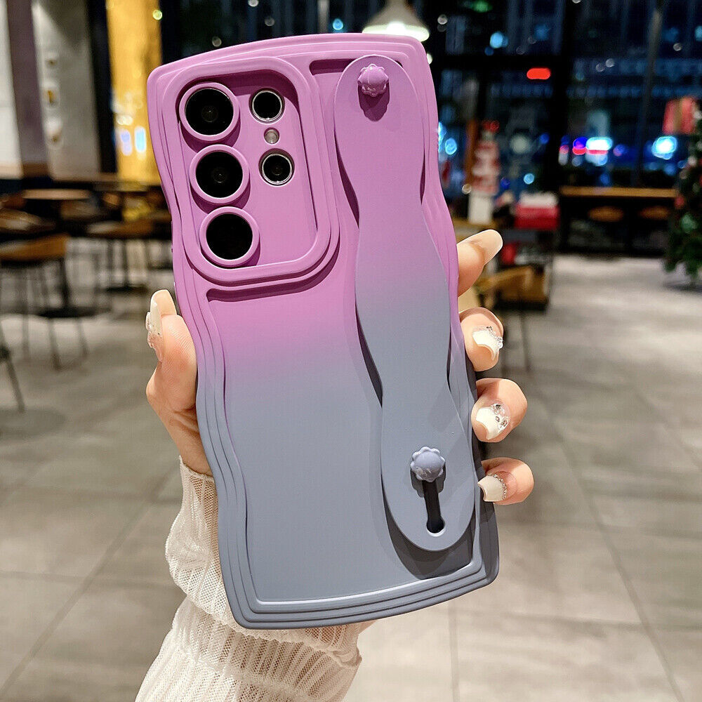 Two-Color Wave Frame Wristband Phone Case for Samsung Galaxy S24 and More