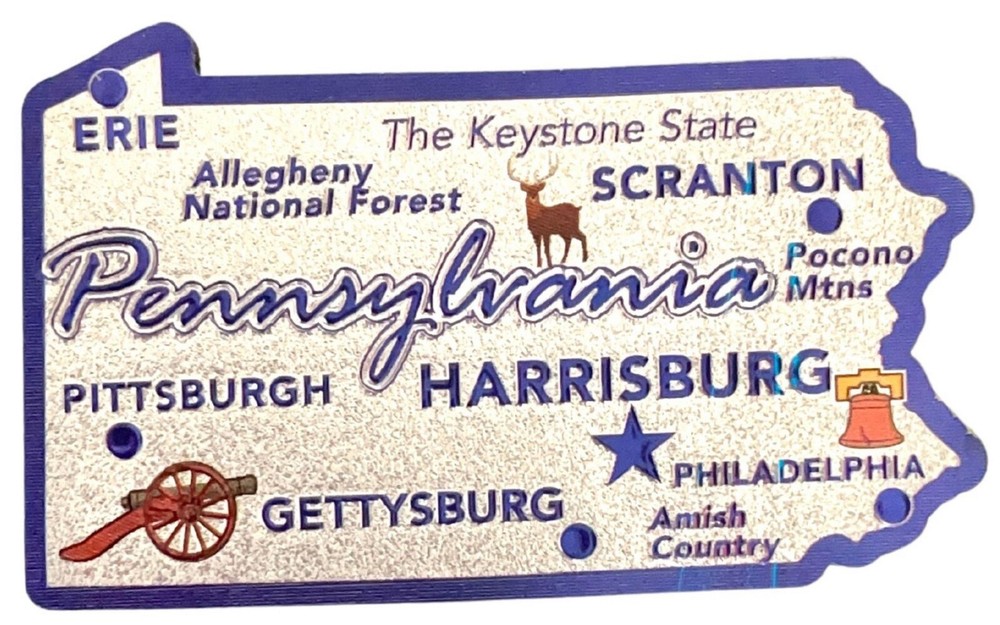 Pennsylvania The Keystone State Foil Fridge Magnet