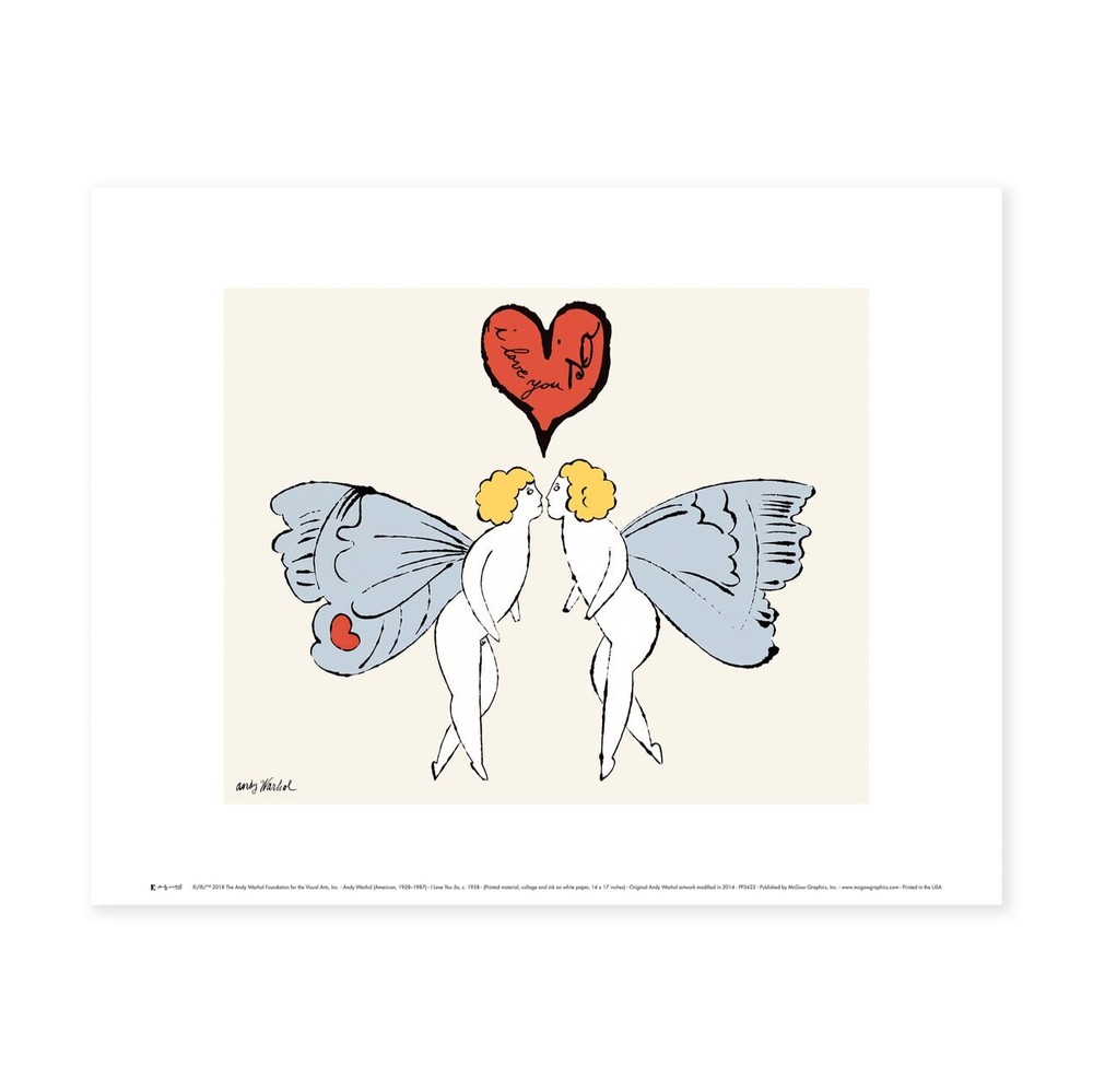 Andy Warhol ‘I Love You So (Angel)’ art print Valentine’s Day gift 11x14