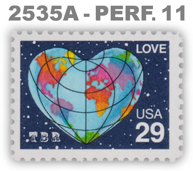2535a Love Heart Globe 29c SCARCE Variety Perforated 11 From 1991 MNH - Buy Now-image