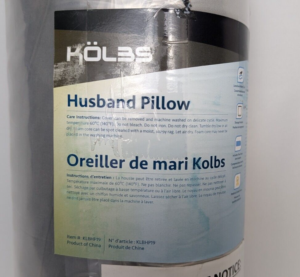 Kolbs Husband Pillow Reading Gaming Comfort Solid Foam Grey/White Arm Rests