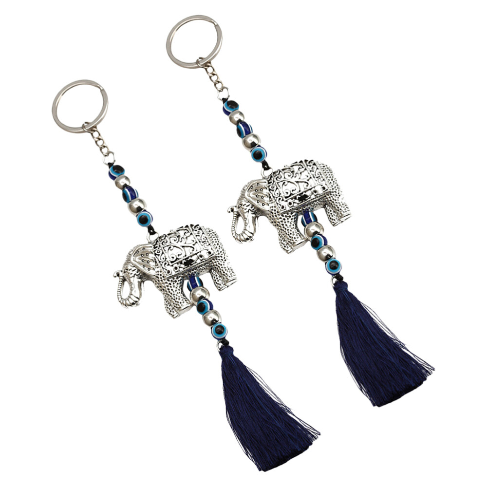2 Pcs Key Chain Elephant Keychain Feng Shui Charms Car Pendant