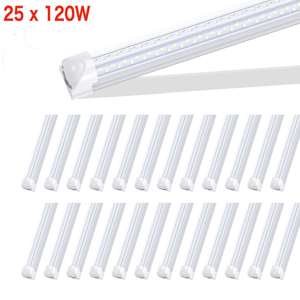 25 PACK Led Shop Light Fixture T8 120 Watts 8 foot Led Tube Light 8FT Warehouse