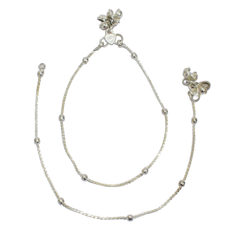 Anklet Payal Silver Plated Ethnic Bracelets Chain Women Fashion Ankle Jewellery-image