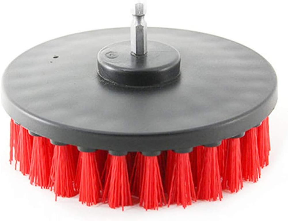 5 Inch Red Drill Brush-All Purpose Power Scrubber Cleaning Set for Grout, Tiles,
