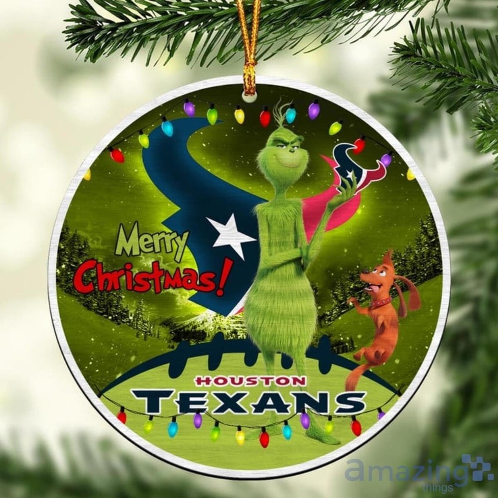 Custom Grinch Texans Football Christmas Ornament Gift for Houston Fans