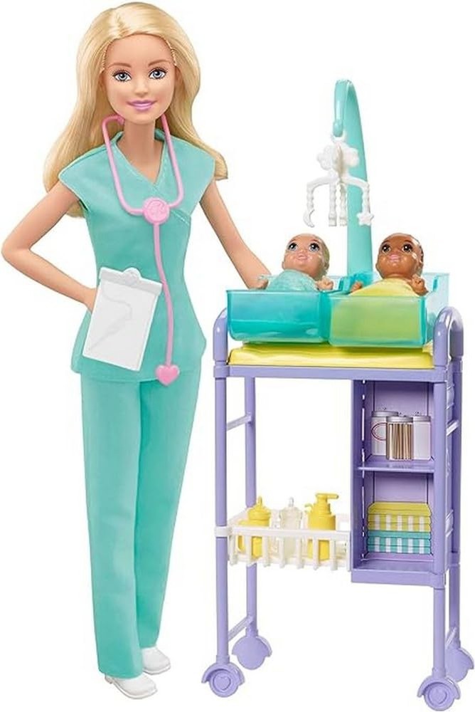 Barbie Careers Doll & Playset, Baby Doctor Theme with Blonde Fashion Doll, 2 ...