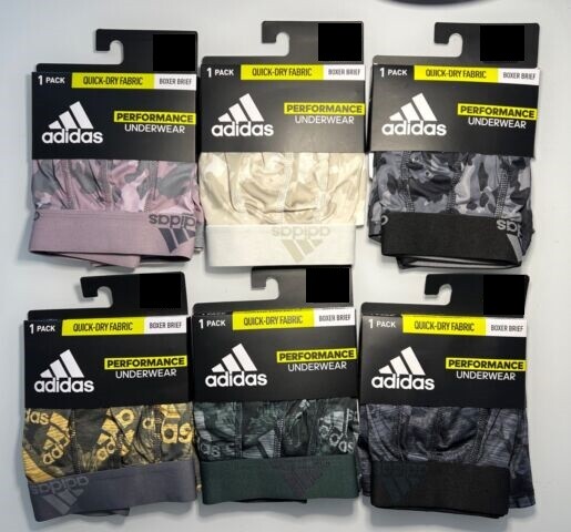 adidas Men's Boxers Briefs Underwear Quick Dry Fabric Camo / Logo Colors & Sizes