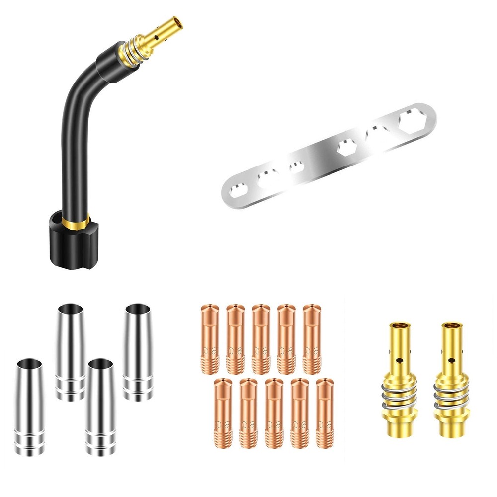 18Pcs MB-15AK MIG Welding Torch Kit 0.8mm M6 Contact Tip Nozzle Diffuser Neck