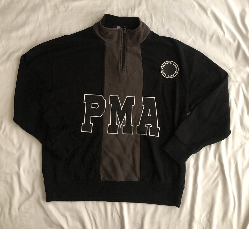 Pleasures Now PMA Embroidered Cotton 1/4 Zip Sweater Mens Size Small  