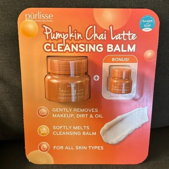 Purlisse Pumpkin Chai Latte Cleansing Balm, 3.4 Ounce + Bonus Travel Size