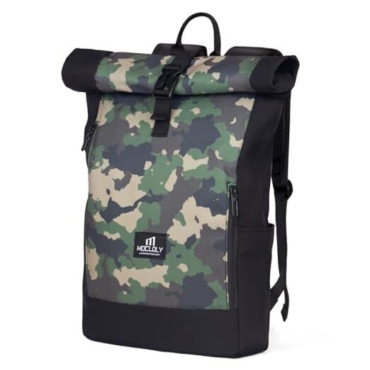 Rolltop Backpack for Women & Men with Laptop Compartment in Camouflage Design