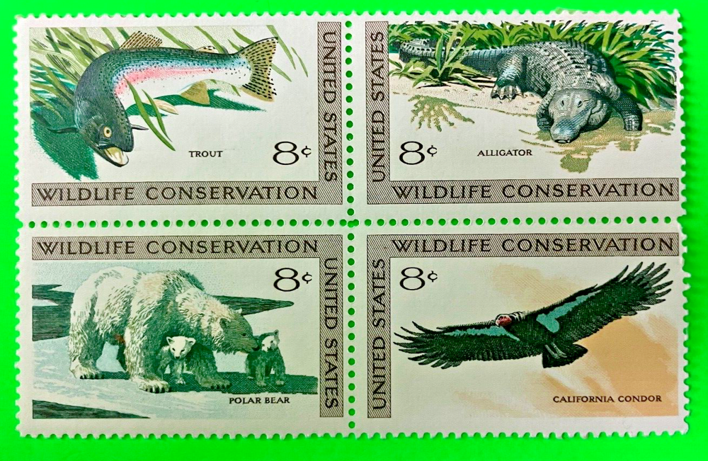 Block of 4 Diff Wildlife Conservation m hinged #1427-30 US Stamps 1971  LOW Ship