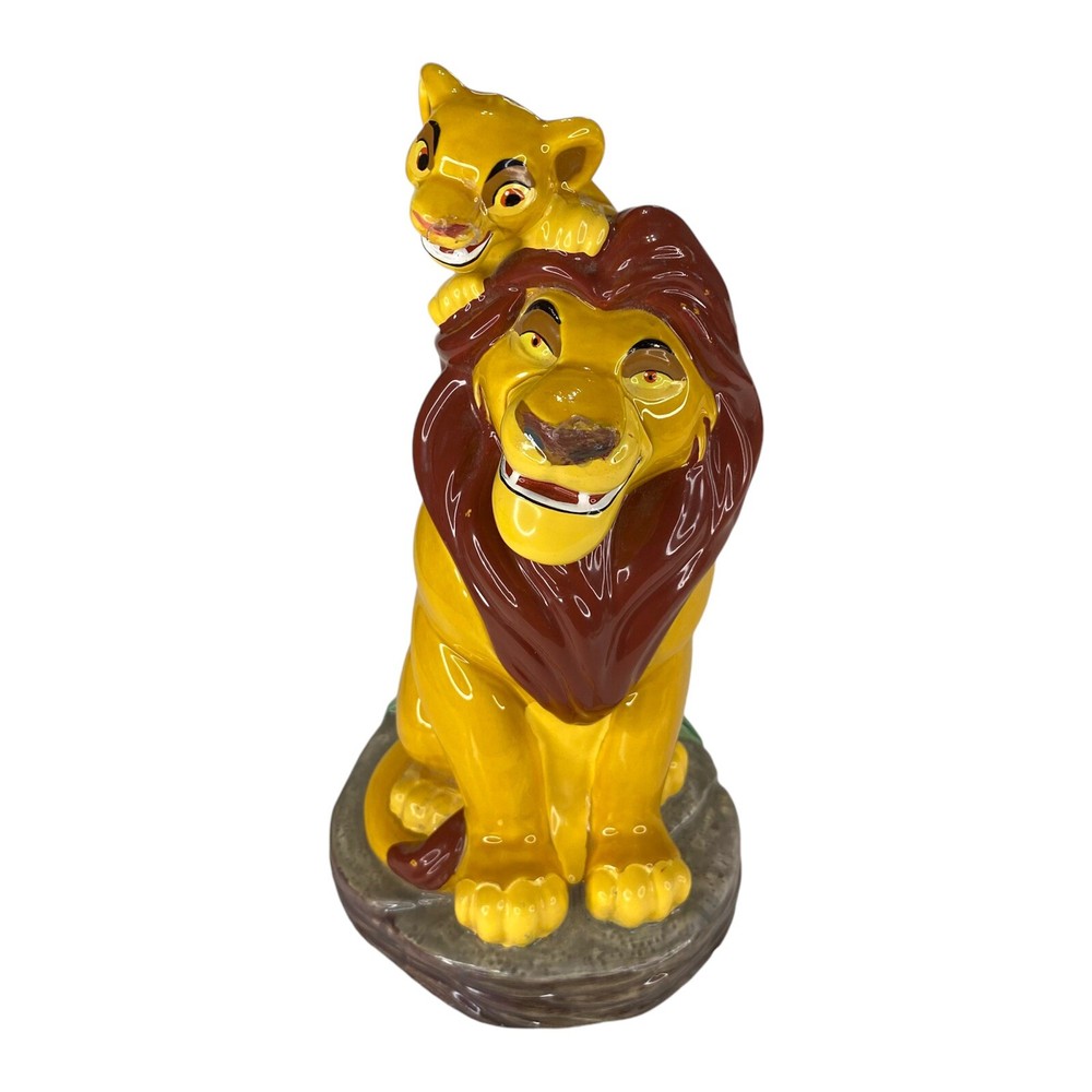 Rare Disney Lion King Mufasa And Simba Ceramic Coin Bank Repairs On Nose