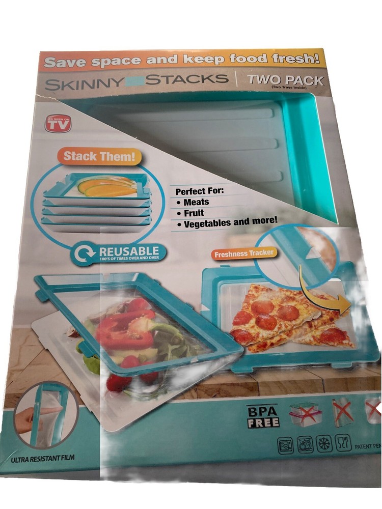 Set of 2 Skinny Stacks Food Storage Trays  New In Box  Intersell Brand