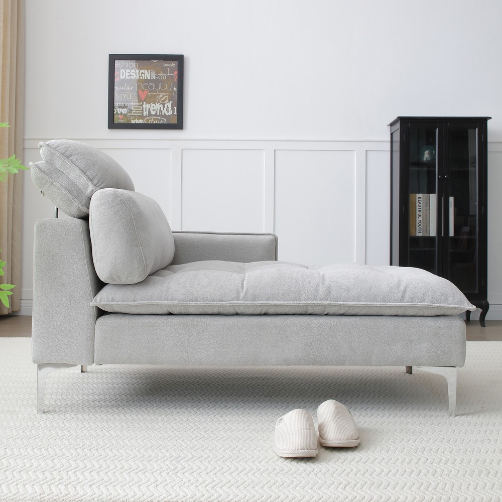 55 Inch Left Arm Upholstered Chaise Lounge Chair for Indoor Comfort
