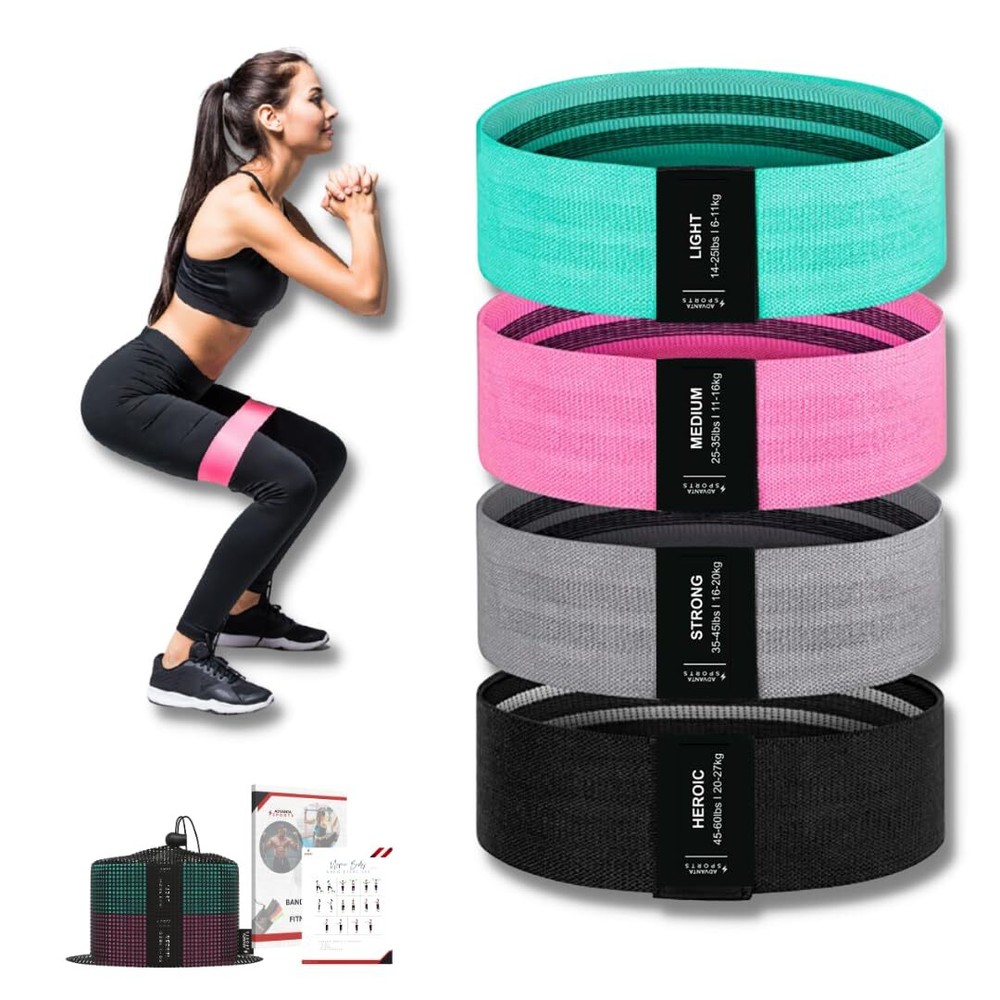 Fabric Resistance Bands Set for Men and Women – Home Gym Long Exercise Workou...
