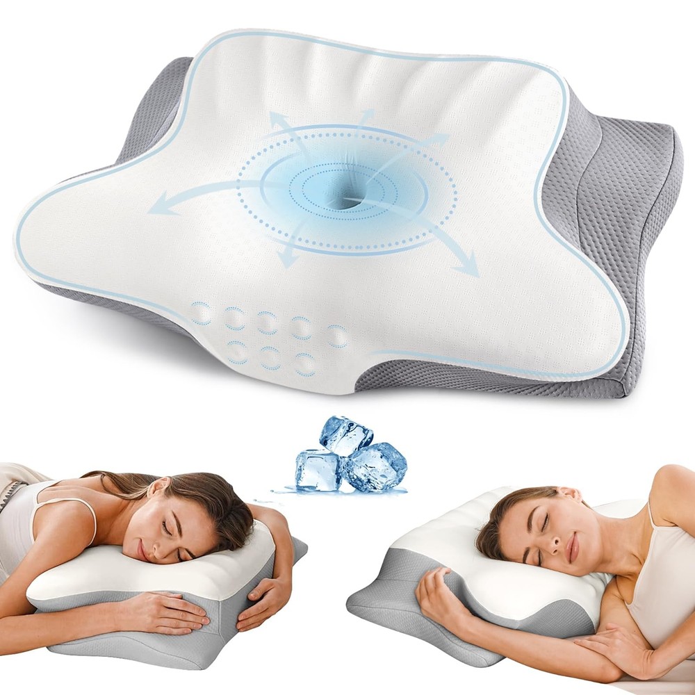 Ergonomic Memory Foam Cervical Neck Pillow for Pain Relief and Better Sleep