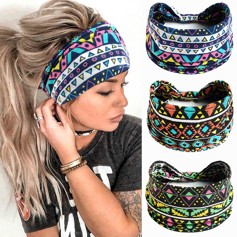 Boho Knoted Elastic Hair Bands Floral Stretch Hairbands Hair Accessories Bandage