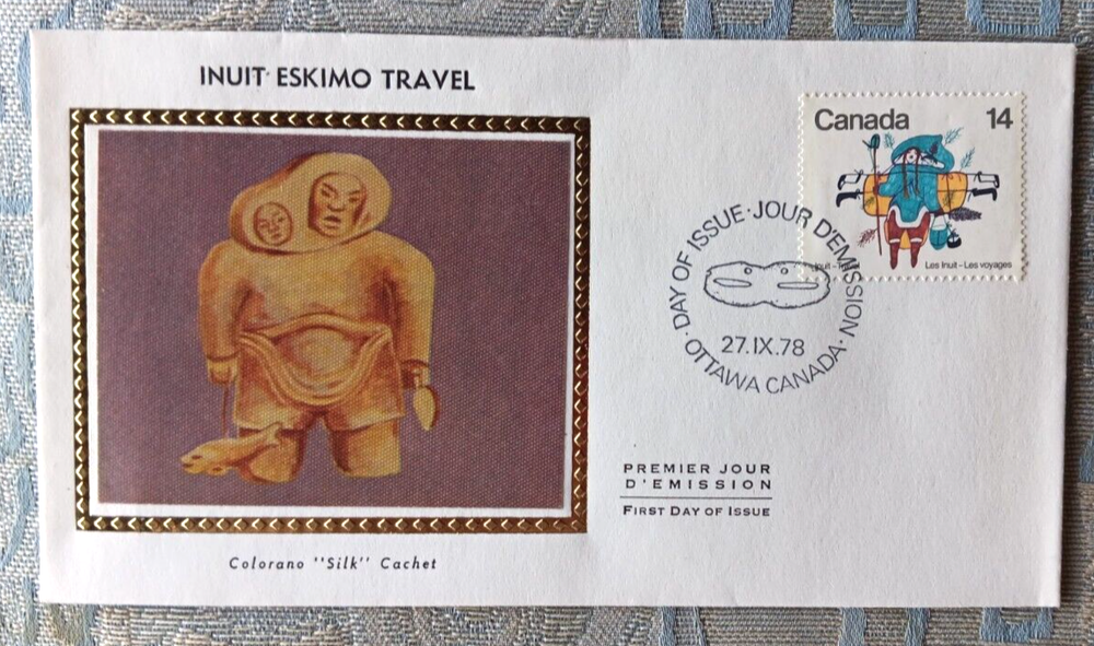 CANADA  INTUIT ESKIMO ART SCULPTURE CARVING 1978 COLORANO SILK CACHET FDC UNADDR