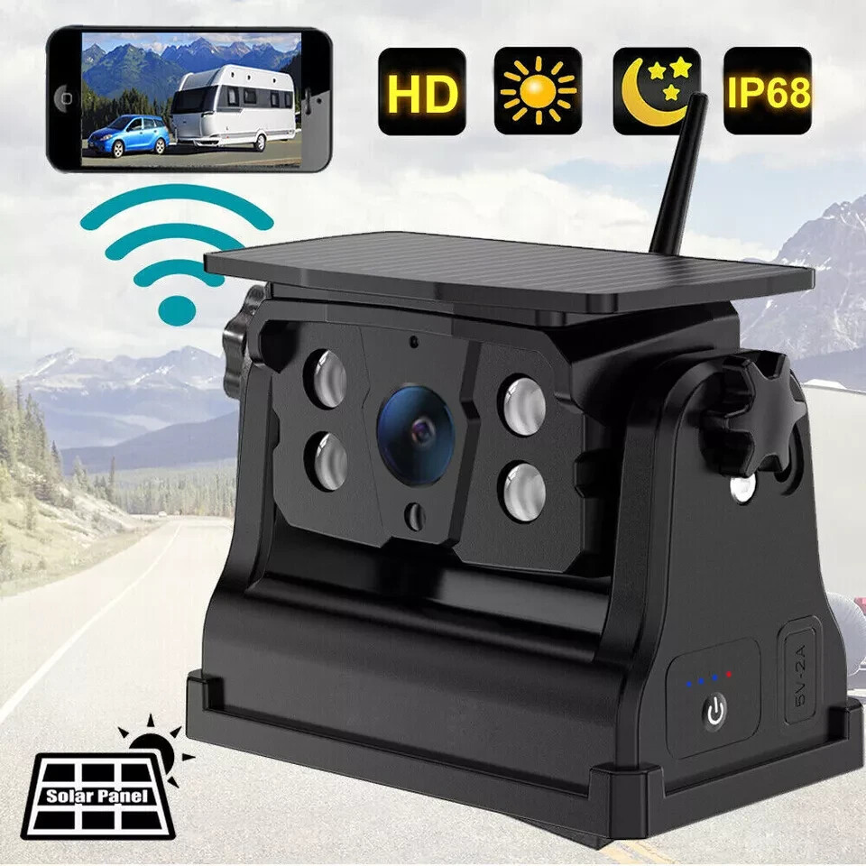 Solar Magnetic Wireless WiFi Backup Camera Bus Truck Trailer for iPhone Android