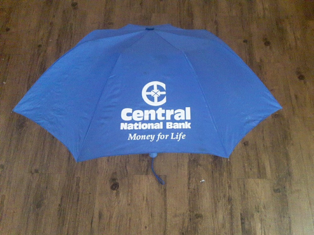 Royal Blue White Central National Bank Umbrella Stylish Durable Design