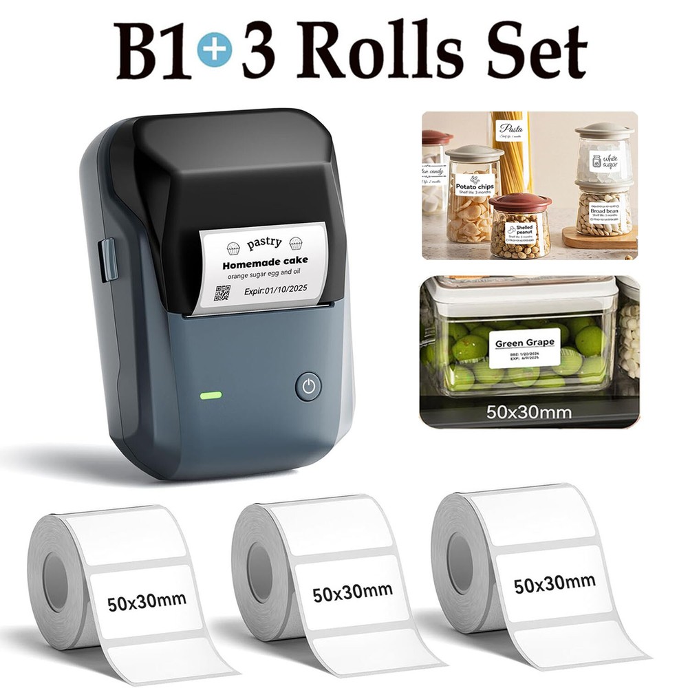 NIIMBOT Bluetooth Label Maker with 50x30mm Labels & Thermal Printer  