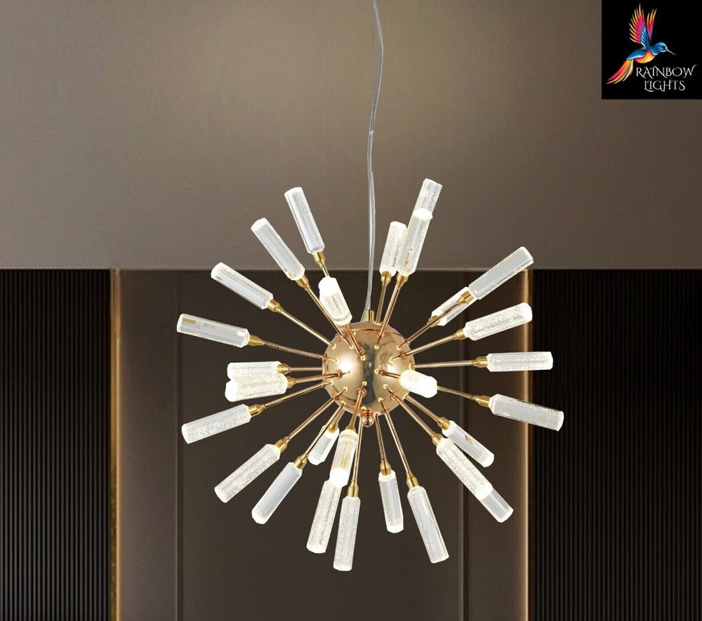 30-Light Starburst Bubble Stick Crystal Chandelier Sputnik Lighting Fixture