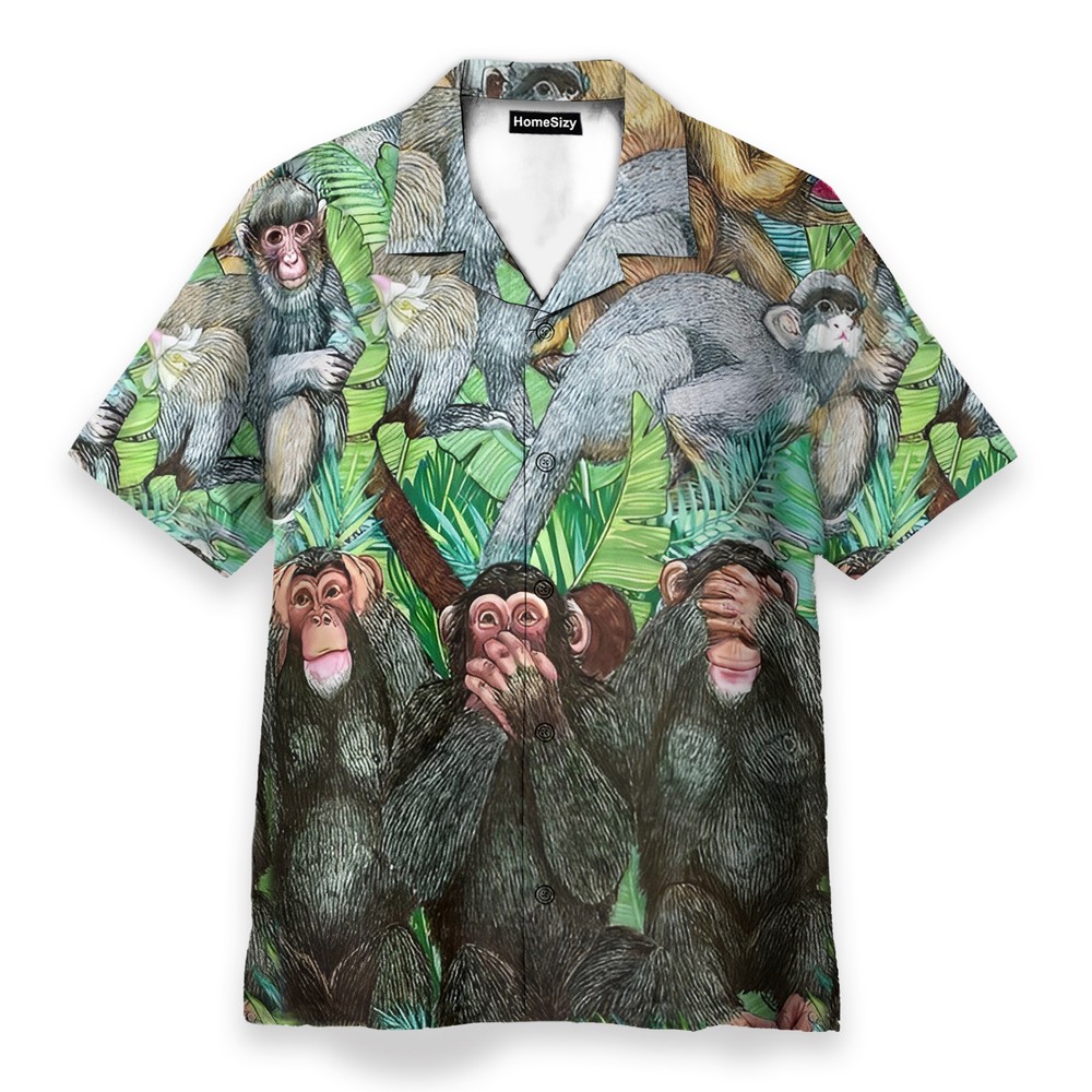 Monkey Tropical Pattern   Hawaiian Shirt