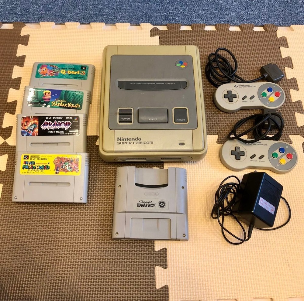 Nintendo Super Famicom Console w/ 4 Games Game Boy Adapter Set Japanese SNES SFC