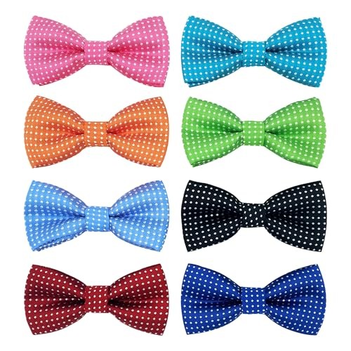 Small Dog Cat Collar Bows - 8pc Dot Design Pet Accessories S/M