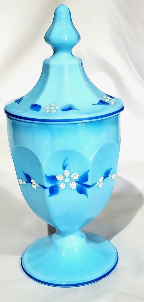 Vintage Westmoreland Blue Milk Glass Daisy Compote Signed & Dated