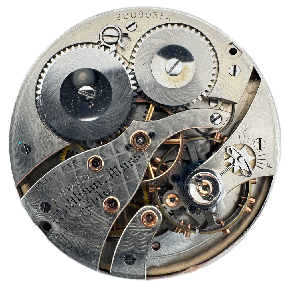 Antique 1918 Waltham 12s 19 Jewel Riverside Checkerboard Pocket Watch Movement