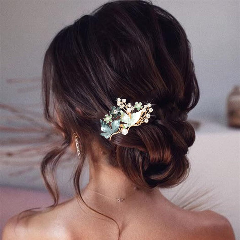 Bartosi Luxury Crystal Rhinestone Butterfly Hair Clips Pack of 2