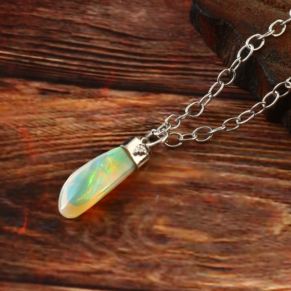 925 Sterling Silver opal pendant Ethiopian Opal beads Pendant Jewelry Gift 230