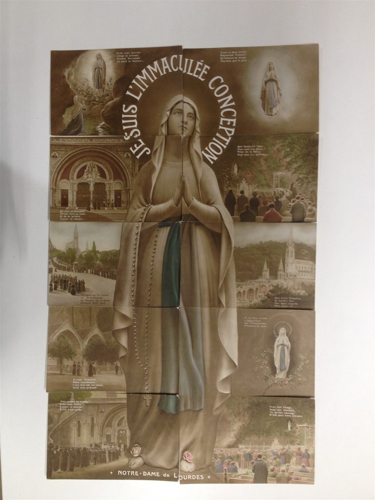 Vintage 1910 Catholic Lady Puzzle Postcard Set of 10-image