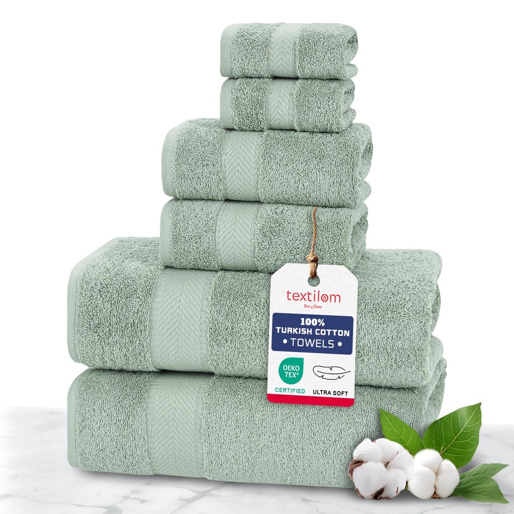 100% Turkish Cotton 6 Pcs Luxury Bath Towels, Soft & Absorbent Bathroom Towel...