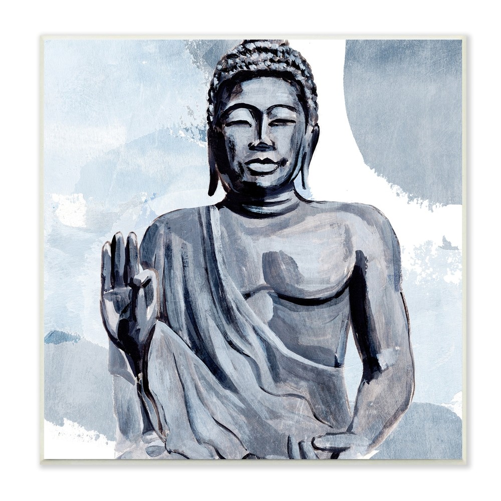 Stupell Abstract Grey Buddha Pose Wisdom Motivational Wall Art 12x12