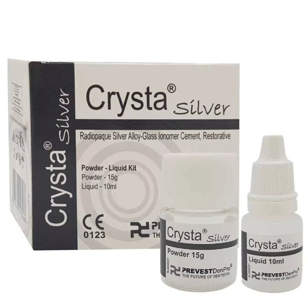 Dental CRYSTA SILVER Radiopaque Silver Alloy Restorative GIC PL Pack