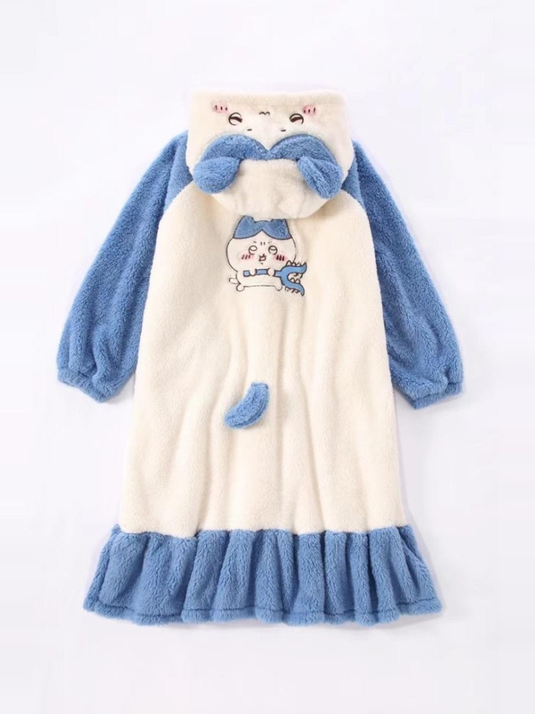 Anime Chiikawa usagi Hachiware Cartoon Homewear Robe Pajamas Cosplay Costume Set