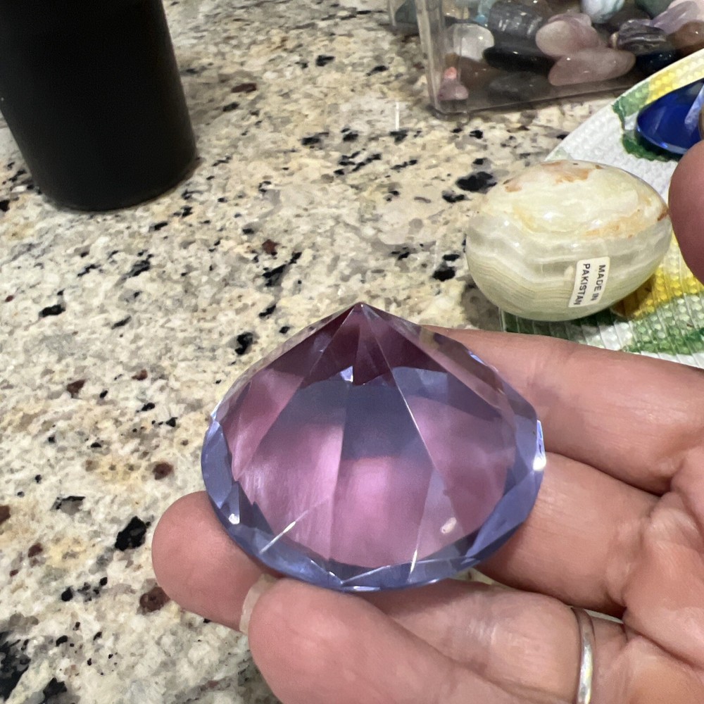 40mm Purple Clear Crystal Glass Cut Diamond Jewel Paperweight Wedding Decoration