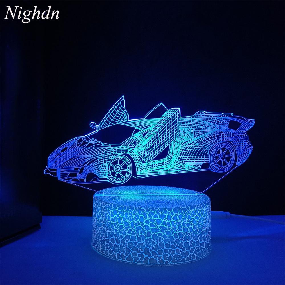 3D LED Sport Car Table Lamp Modern Multicolor Touch USB Small Plastic Novelty