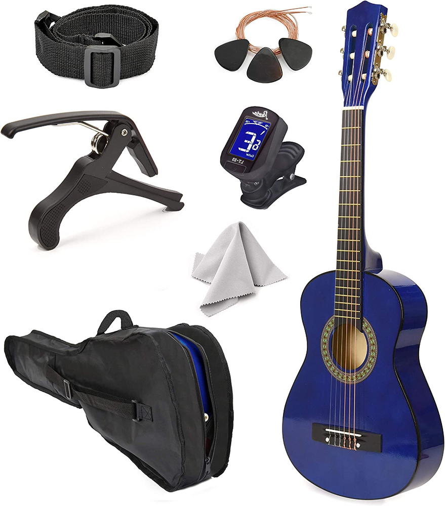 30″ Left Handed Wood Guitar with Case and Accessories for Kids/Girls/Boys/Teens/