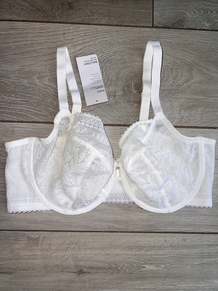 Marks and spencer M&S 32DD Flexifit Lace Wired Balcony Bra WHITE